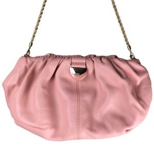 NWOT Loeffler Randall Analeigh Ballet Pink Leather Ruched Clutch